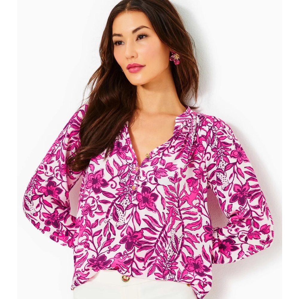 Lilly Pulitzer Elsa Elderflower Blossom Silk Top Size XXS, NWT